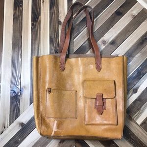 Madewell Leather Tote Flawed Markings Yellow